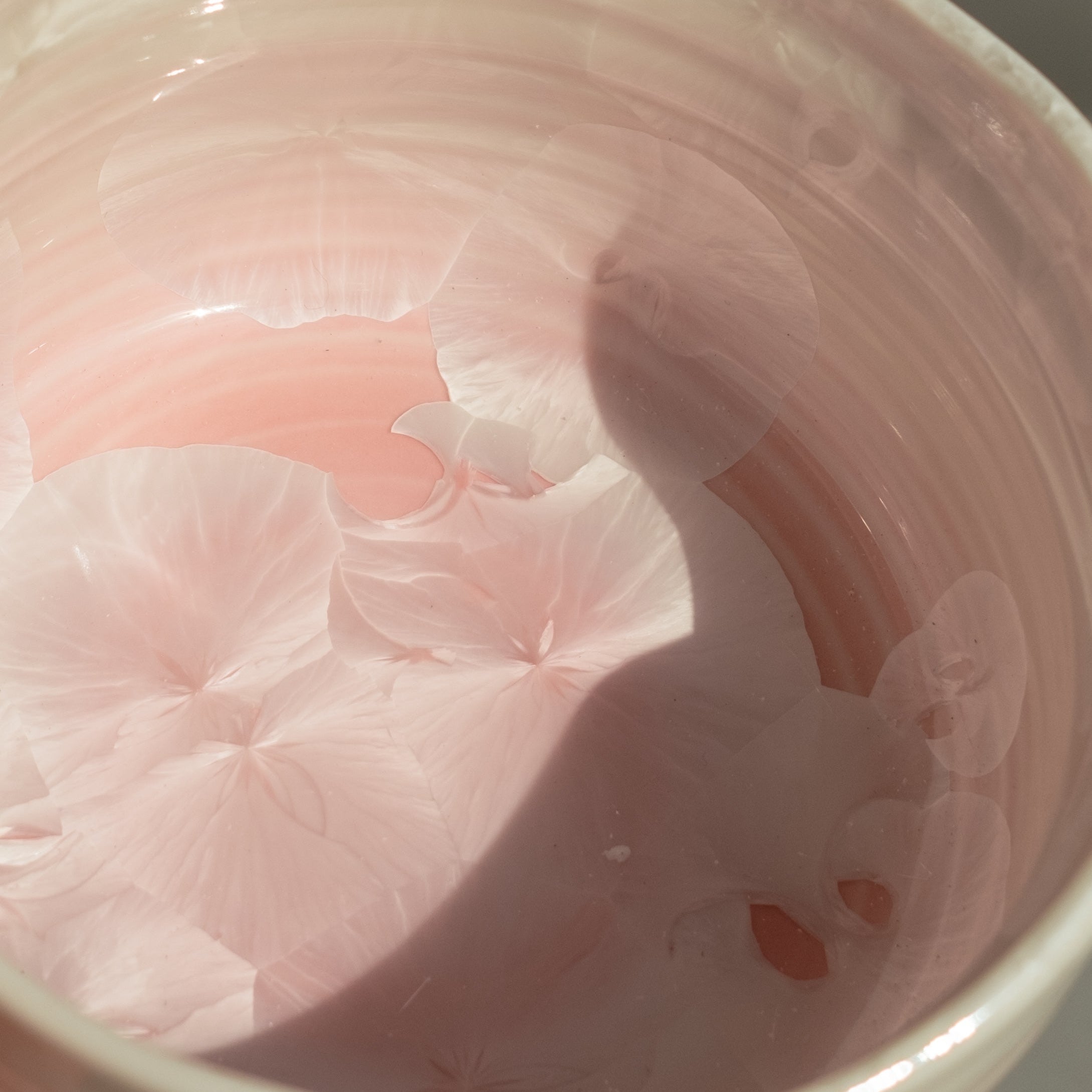 Blush Pink Matcha Set – 5 Piece Japanese Tea Ceremony Kit top view and close up matcha bowl interior glaze.